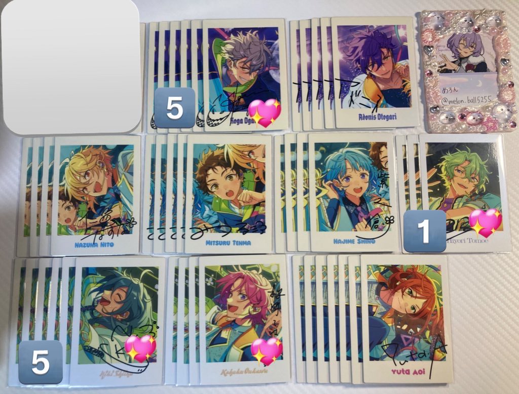 melon_ball5255's tweet photo. 【交換】あんスタ ぱしゃっつ 10周年 

渉 桃李 スバル 真緒 一彩 藍良 マヨイ 巽 鉄虎 忍 翠 奏汰 敬人 紅郎 颯馬 維吹 零 晃牙 アドニス 友也 なずな 光 創 茨 日和 ジュン 燐音 ニキ こはく ひなた ゆうた 宗 みか 望見 泉 夏目 つむぎ 宙 斑 エス

↓続 https://t.co/G29mIAyAQq