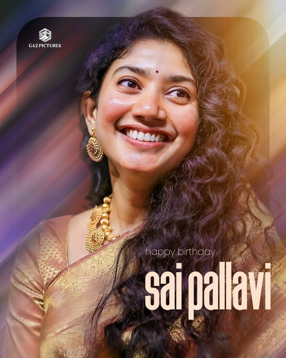 GA2Official's tweet photo. Wishing the natural performer and supremely talented actress @Sai_Pallavi92, a Very Happy Birthday 🎉❤️

All the best for all your upcoming projects😍

#HBDSaiPallavi #HappyBirthdaySaiPallavi https://t.co/U8iARaTAl4