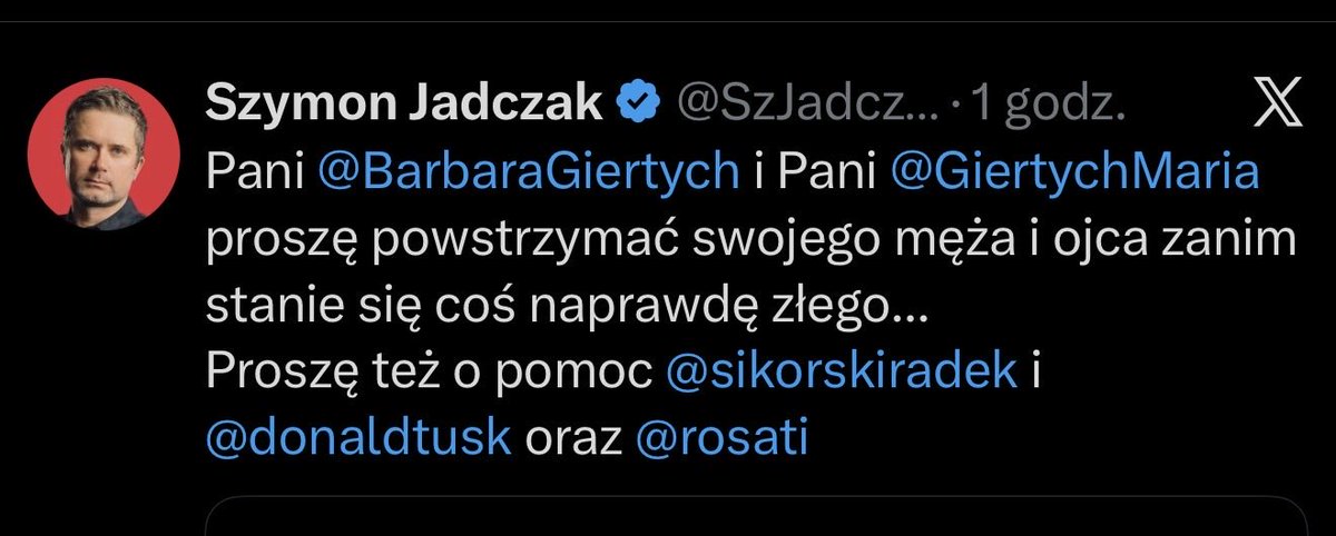 JADczak jest żałosny i za wszelką cenę próbuje wciągnąć do swojej brudnej gierki rodzinę mec. <a href="/GiertychRoman/">Roman Giertych</a>. 

Proponuje abyśmy w akcie wsparcia i pokazania, że widzimy co wyprawia ten człowiek zaobserwowali 
Panią <a href="/GiertychMaria/">Maria Giertych</a> i Panią <a href="/BarbaraGiertych/">Barbara Giertych</a>, niewiele ale może doda