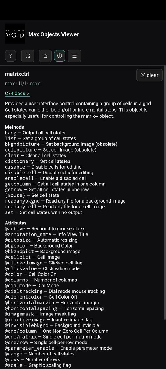 julienbayle's tweet photo. Max Objects Network. A 3D map of the Max/MSP ecosystem.

Explore it by yourself :
https://t.co/VSe2zSkMuQ

An interactive 3D viewer of all 1,165 Max, MSP, Jitter and Max for Live objects, clustered by their semantic neighborhoods (Louvain community detection on the see-also graph), navigable in your browser.

Search any object, follow its connections at depth 1 to 4, switch between cluster and domain colors, toggle between detail, hybrid and structure modes, fly through it via a live mini-map.

Why bother? Max is huge, and learning it often feels like wandering. Seeing the whole territory at once, with its dense neighborhoods and isolated islands, changes how you think about what to reach for next.

Built with Three.js and networkx, parsing the .maxref.xml files shipped with Max itself.

Dedicated to Darwin Grosse  (1959-2022). His Art + Music + Technology podcast, his 20 Objects curriculum, and his quiet, careful presence in the Max community shaped how a lot of us learned, taught, and kept going. Years ago, Darwin gave me the full first see-also dataset that started this whole thing. He also reviewed a book I wrote about Arduino. 

🎧 https://t.co/FjUsLl2vIJ 

#MaxMSP #Cycling74 #DataViz #CreativeCoding #DarwinGross

@cycling74
@Ableton @threejs