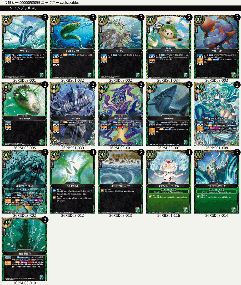 真界放バトル』午前の部 各ブロック優勝者デッキ構築 ①借りアレ選手