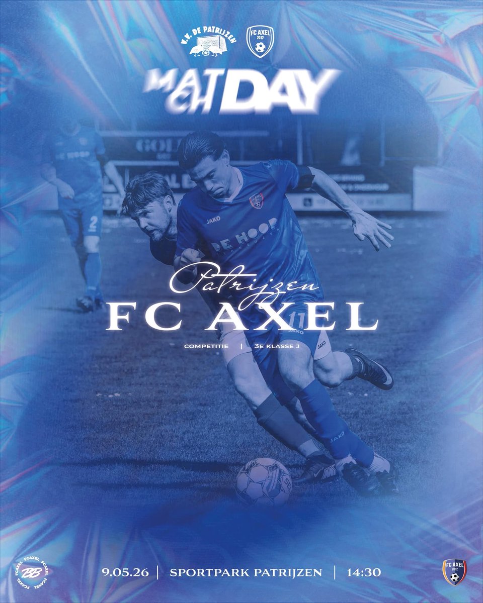FCAxel_'s tweet photo. ⚪🔵 MATCHDAY 🔵⚪

⚽️|@patrijzen - FC Axel
📍|’s Heerenhoek
🏟|Sportpark Patrijzen
⏲|14:30 uur
🏆|Zuid 1, 3e klasse J https://t.co/66f8azlZrI