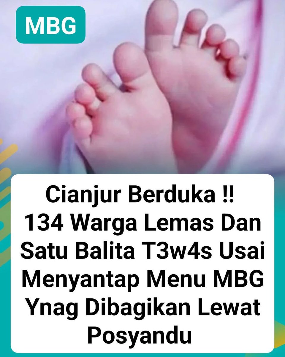 134 warga lemas dan 1 balita meninggal usai menyantap menu MBG yang dibagikan lewat posyandu.

Program makan bergizi seharusnya menyelamatkan generasi.
Bukan malah bikin warga masuk IGD massal.
Kalau distribusi dan pengawasannya amburadul, yang dibagi bukan gizi.
Tapi bencana.