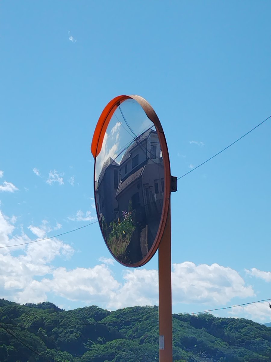 ひなちゃんが前にカーブミラーとか撮るの好きって言ってたなあと。良いカーブミラー写真撮れた気がする📸