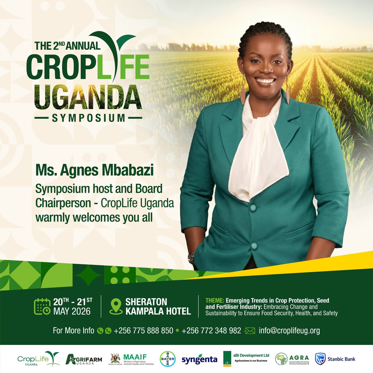 CroplifeUganda's tweet photo. From the inaugural edition to the 2nd Annual CropLife Uganda Symposium, Ms. Mbabazi Agnes continues to stand out as a powerhouse of leadership, innovation, and influence in Uganda’s agricultural sector.

As the CEO of Agrifarm Uganda Ltd, Board Chairperson of CropLife Uganda. https://t.co/eQA4gD3bAc