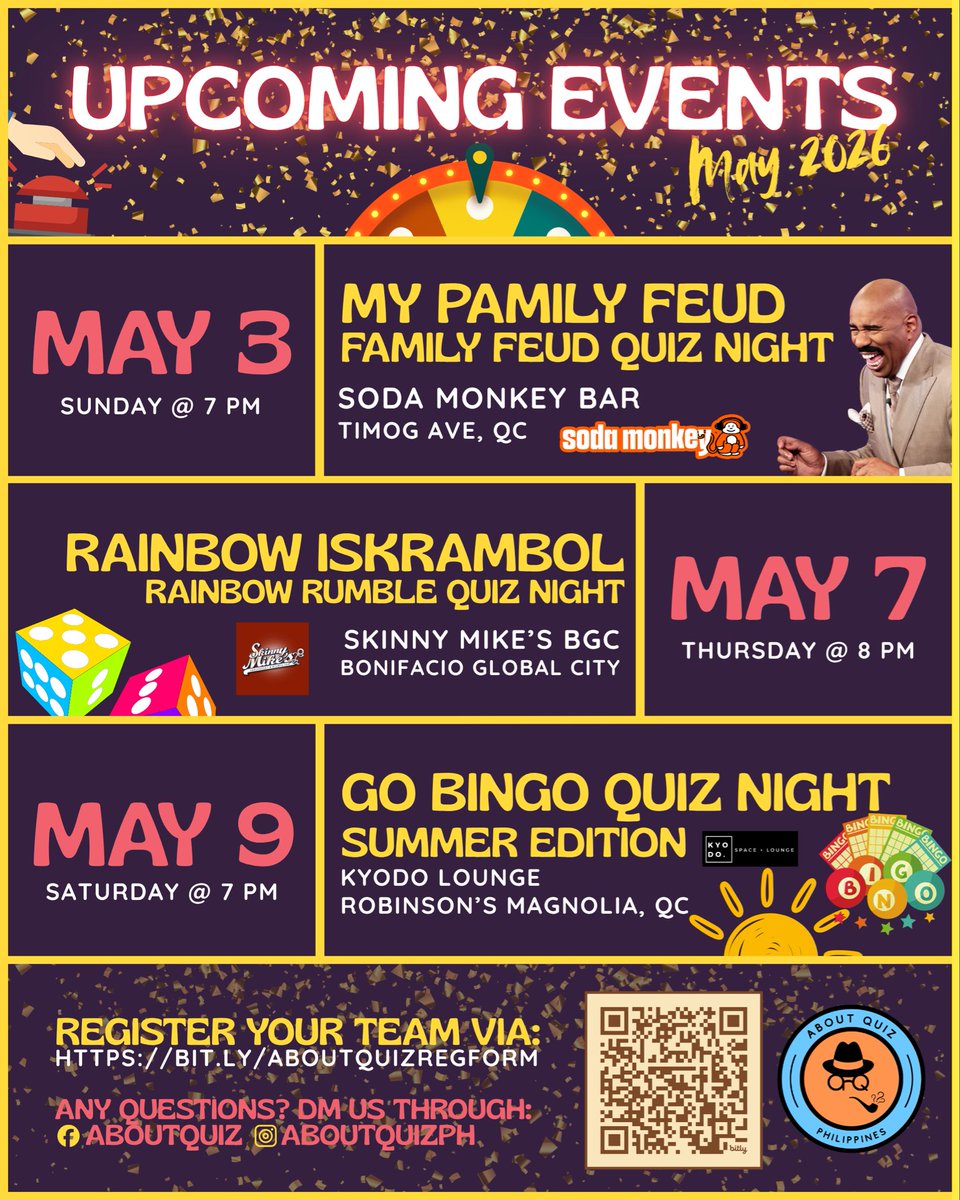 aboutquizph's tweet photo. ✨May Schedule! ✨

Register now at: https://t.co/b3u9O0diSb https://t.co/m1gbrokisl