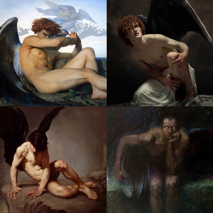 From celestial glory to eternal torment... 
the tragic beauty of the fallen angel.