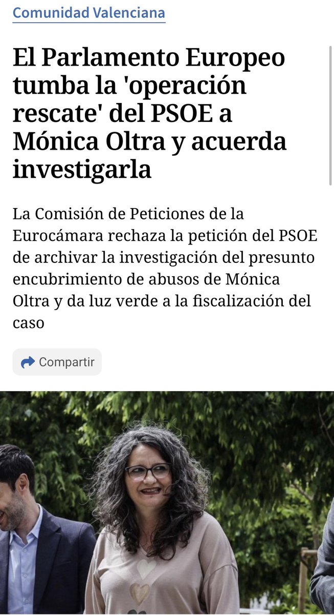 El Parlamento Europeo tumba la 'operación rescate' del PSOE a Mónica Oltra y acuerda investigarla
 
Menuda candidata de una izquierda desnortada