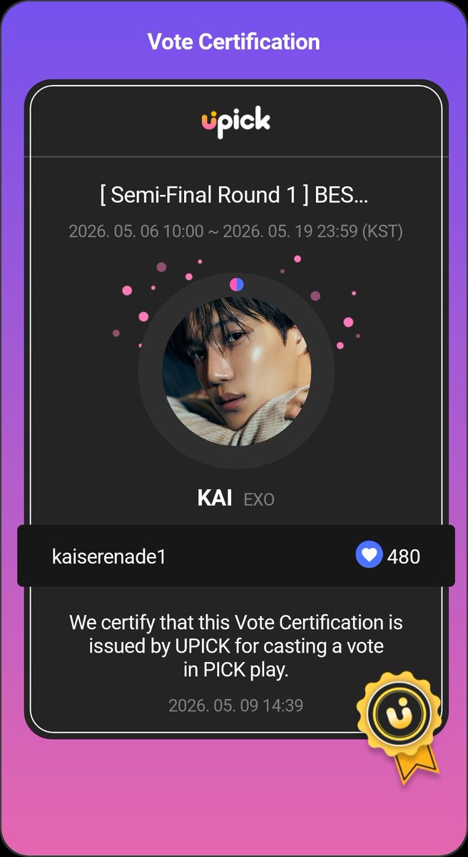 kaiserenade's tweet photo. votevotevote ๐ช #allforkai https://t.co/vsJFeLkU76