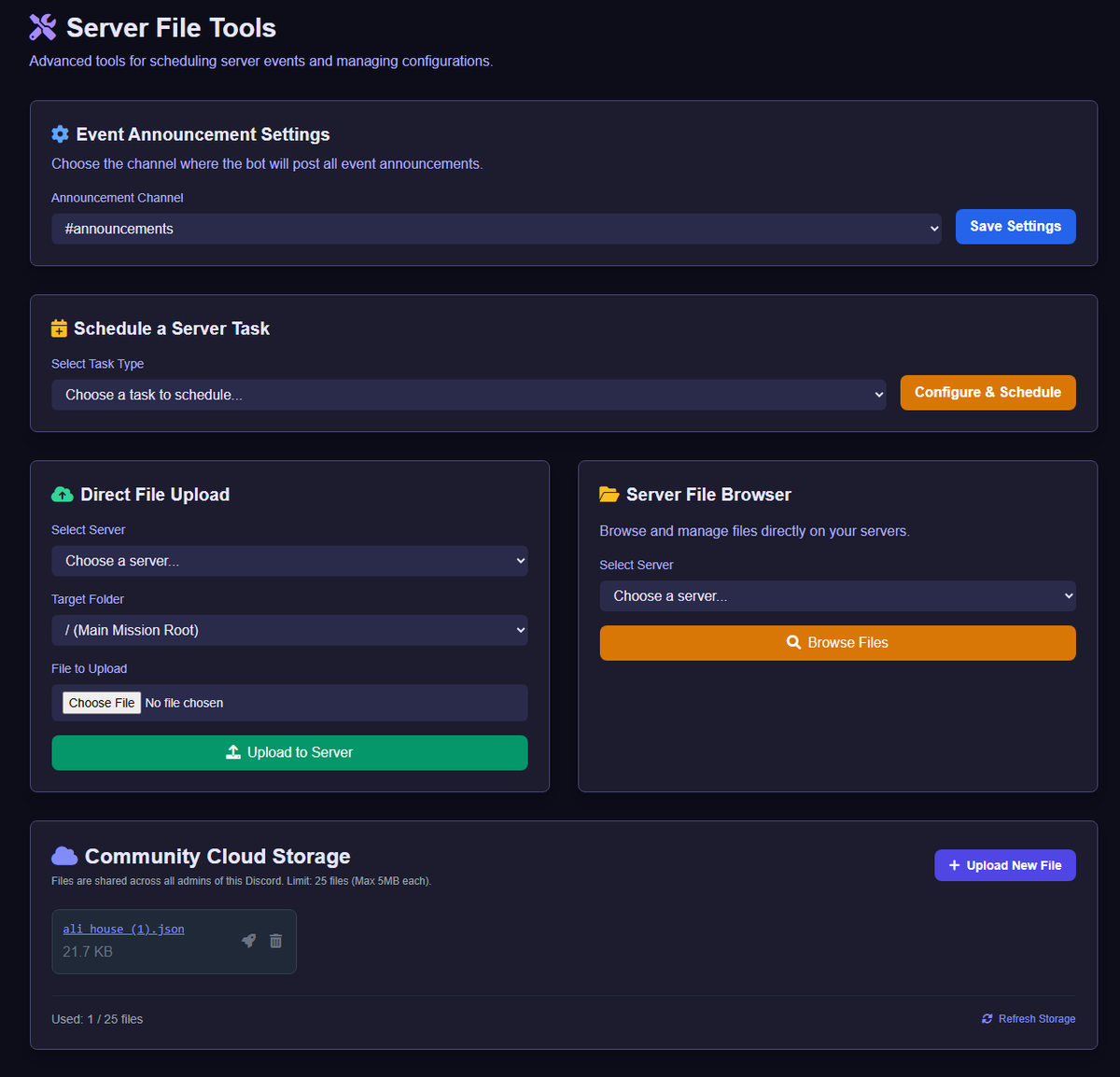 DayZFileToolBox's tweet photo. Stop climbing through folders and start deploying. 🚀

Manage your #DayZ server files like a pro with the DayZ File Toolbox Bot:
 ☁️ Personal Cloud Storage for all your configs 
🚀 1-click "Rocket" deployment to your server 
⏰ Full Task Scheduler for automated events 
🛠️ Edit and redeploy files instantly
Join 10,000+ other admins at https://t.co/WPd66bN0Pz.
#DayZ #IndieDev