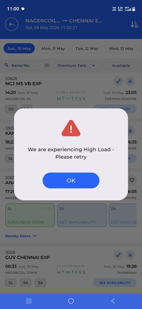 nanjil_R's tweet photo. 😡 Seriously, IRCTC?  
  
@RailMinIndia @IRCTCofficial — this is not acceptable. Passengers plan their journeys, and your system collapses under load? Such silly reasons ruin travel plans and waste time.  

👉 Stop excuse 

IRCTC #IndianRailways #TrainBookingFail https://t.co/jcy4Wcozse