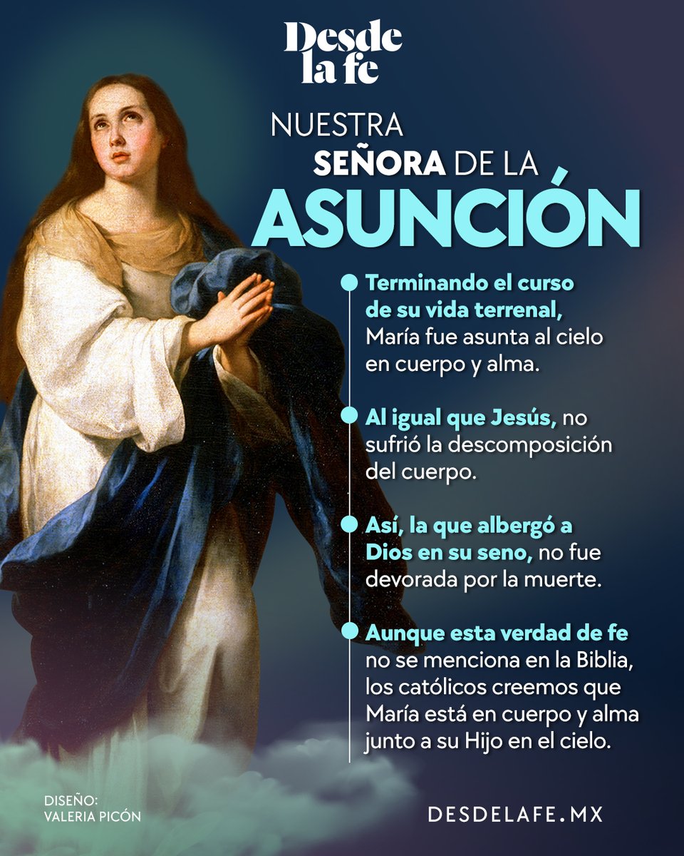 DesdeLaFeMx's tweet photo. La Asunción de María es una de las advocaciones más bellas de la Virgen: nos recuerda que su vida terminó abrazada por la gloria de Dios. 🤍

Más sobre esta devoción: https://t.co/PBaAeLcZut

#Asunción #María #mesdemaría #mayo https://t.co/fk3FN97aEg