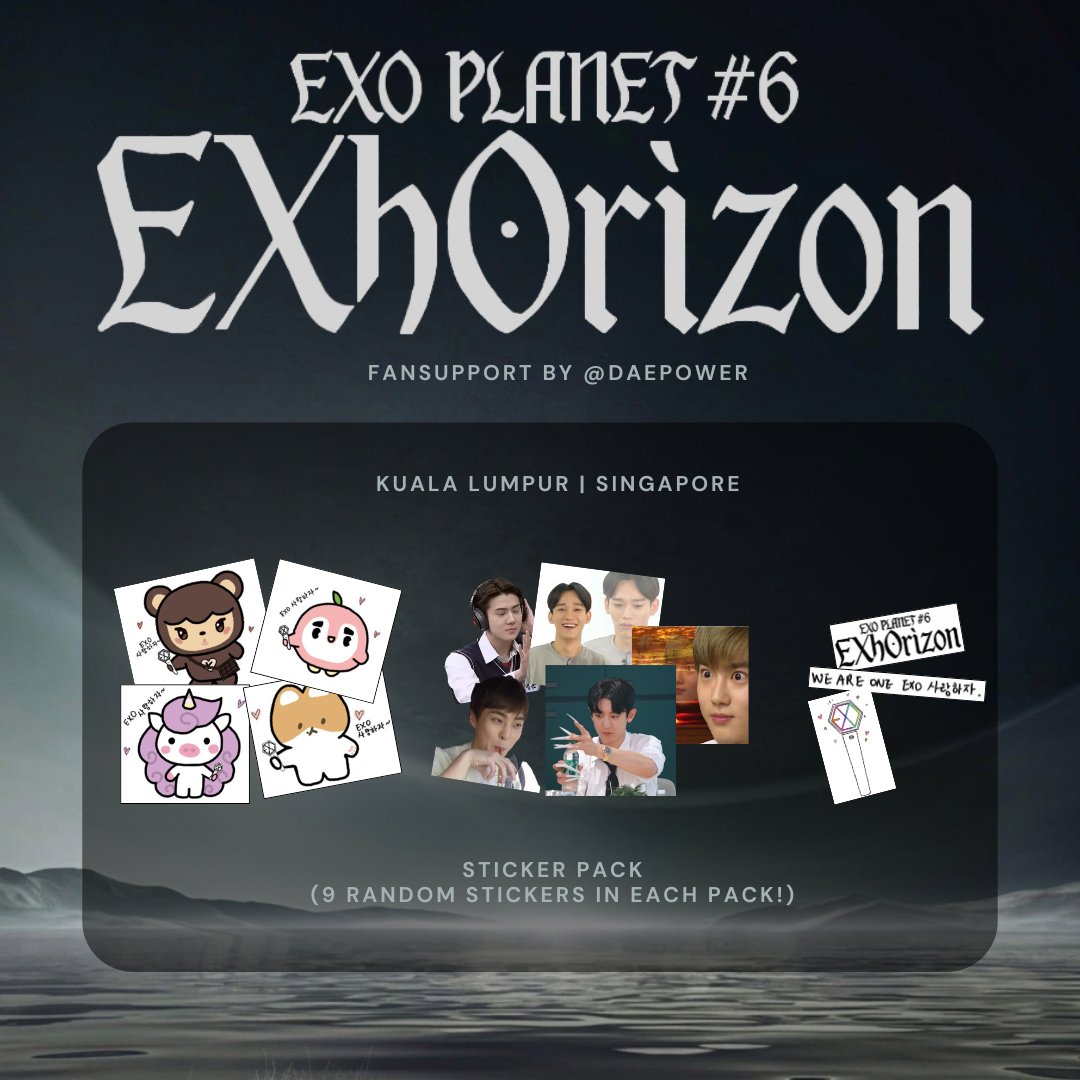 EXO PLANET #6 - EXhOrizon Freebies ✨ 

Giving out random sticker packs at: 
🩶 KL — 20 Jun 🩶
🩶 SG — 26 Jul 🩶 

🩶 Like &amp; RT
🩶 DM to trade
🩶📍 &amp; ⏰ : TBC

50 packs per stop!!

Follow this thread for more updates! 🥰

#EXhOrizonInKL #EXOinKL #EXhOrizonInSG #EXOinSG