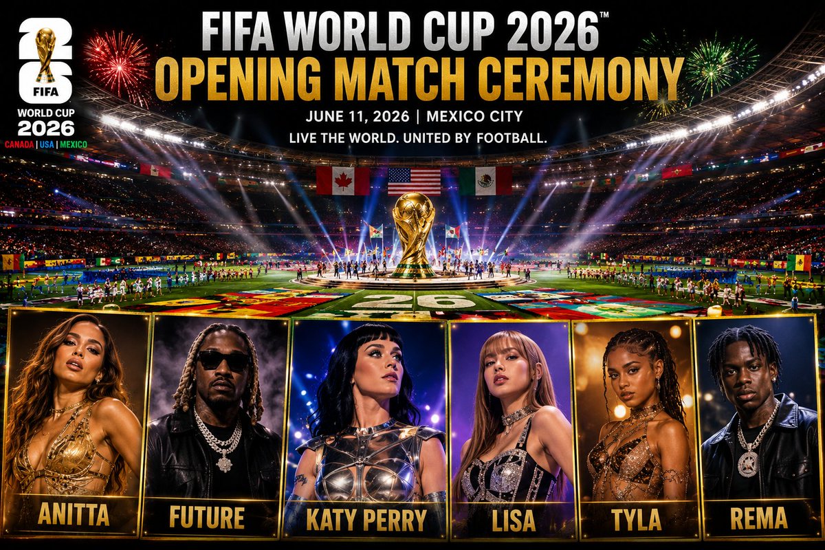 sports_octagon's tweet photo. 🚨 Imagine THIS lineup for the FIFA World Cup 2026 Opening Ceremony 👀🔥

Anitta
Future
Katy Perry
Lisa
Tyla
Rema

FIFA needs to make this happen. 🌍⚽
#FootballUnitesTheWorld https://t.co/rbtseOetB6