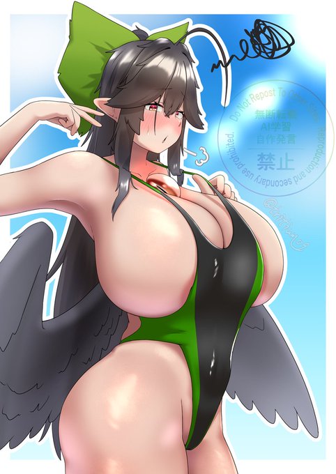 競泳水着(Sサイズ)お空ちゃんです、とてもキツそうですね。 