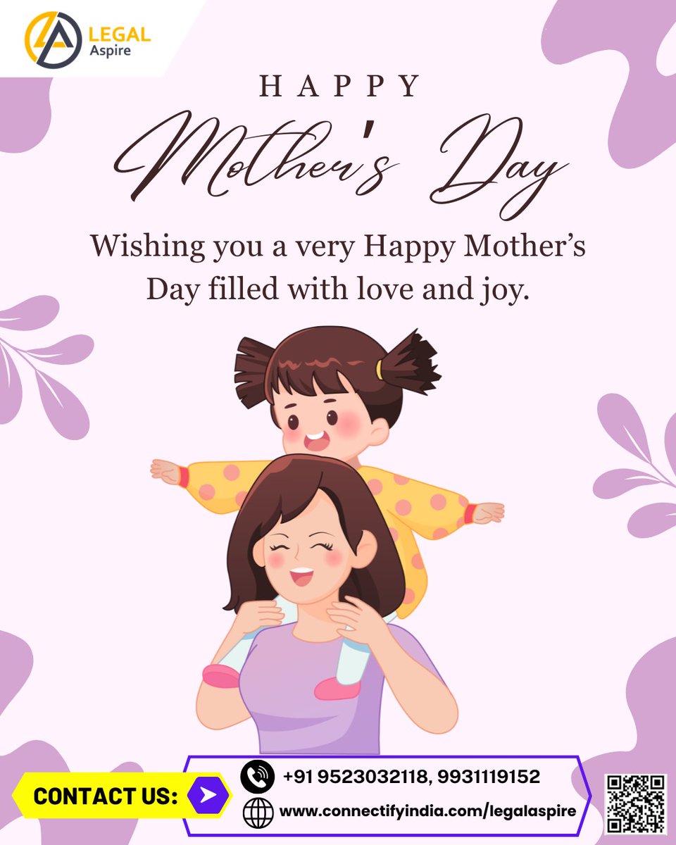 LegalAspire's tweet photo. Happy Mother’s Day! 💐 Celebrating the superheroes we call Moms! 💕
#happymothersday
📞 Mobile: 9523032118, 9931119152
📧 Email: maillegalaspire@gmail.com
💻 Website: https://t.co/bPAEzGJY2v
Thank you! Wishing you a Best of luck! 😊 https://t.co/zvW8zUWFeU
