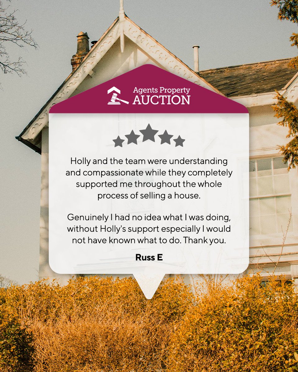 agentsauction's tweet photo. Thank you for the glowing review, Russ! ⭐️ If you’re thinking of selling through auction, our team is here to guide you every step of the way and make the process seamless. Get in touch on 01661 831 360 to find out more. https://t.co/rsg8hrzPnD