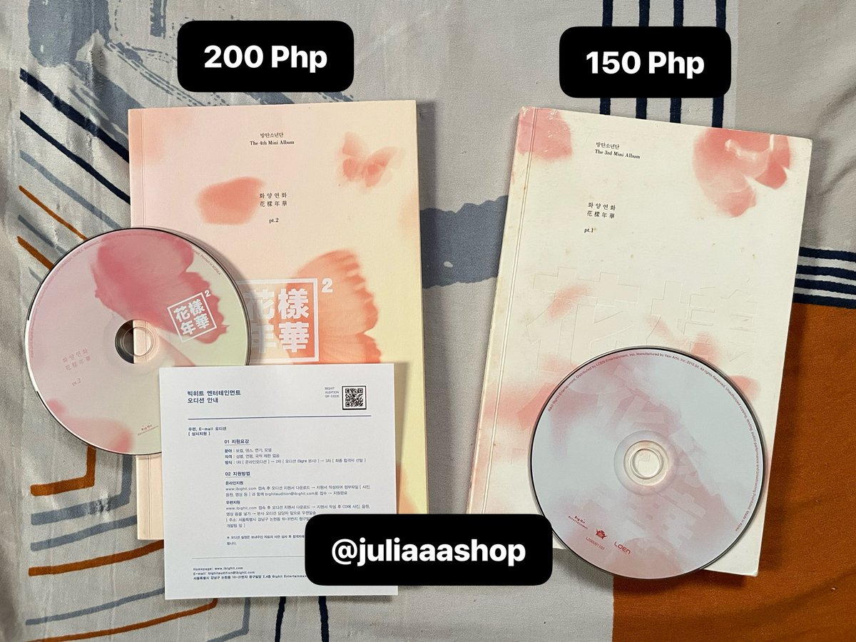 juliaaashop's tweet photo. 12. BTS HYYH PT. 1 &amp; PT 2 💓

💲Price: 200 Php ~ 150 Php

🔖 Condition: 10/10 ~ 8/10

Note: Inclusions are in the picture https://t.co/64QNbextz3