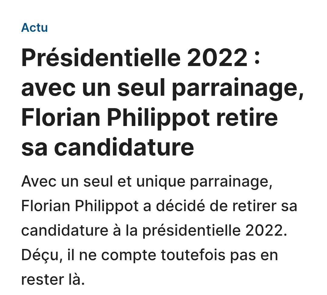 Le saviez-vous ? En obtenant 2 parrainages, Florian Philippot doublerait son score par rapport à 2022.