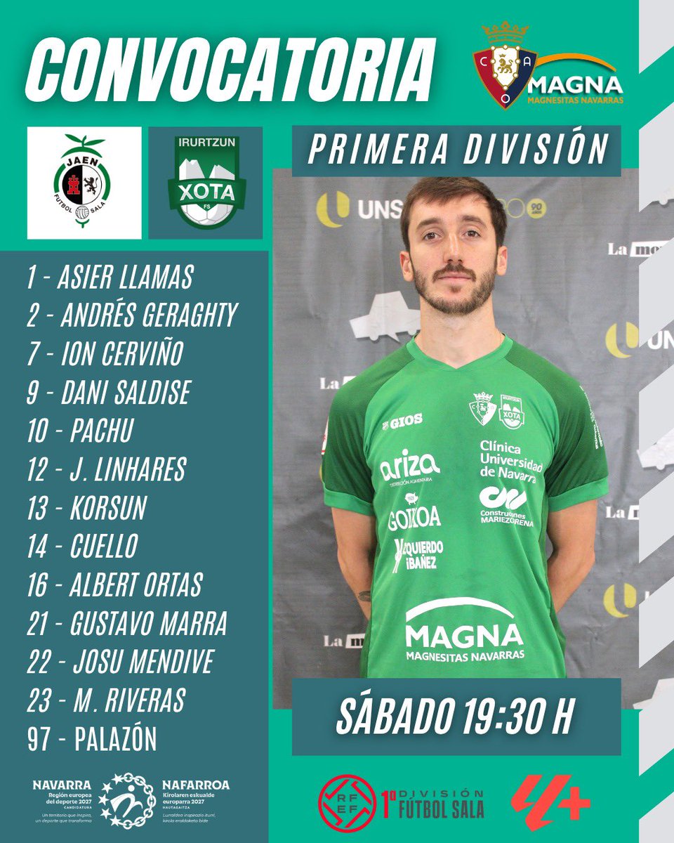 📋 CONVOCATORIA | Toda la plantilla disponible para el #JaénXota de esta tarde en el Olivo Arena

💚 ¡Vamos, verdes!