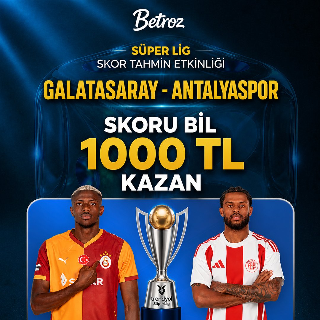 betrozcom's tweet photo. GALATASARAY 🆚 ANTALYASPOR maçının skorunu doğru tahmin et,💸 1000 TL NAKİT KAZAN! 💸

📌 Kurallar çok basit: 👉 Maçın skorunu ve #betroz kullanıcı adını yoruma yaz 👉 Doğru bilen 5 KİŞİ 1000 TL kazanır!
Hemen kazanmak için tahminini yaz
admin ; 2-1 , admin01 https://t.co/HYnuc0TGkf