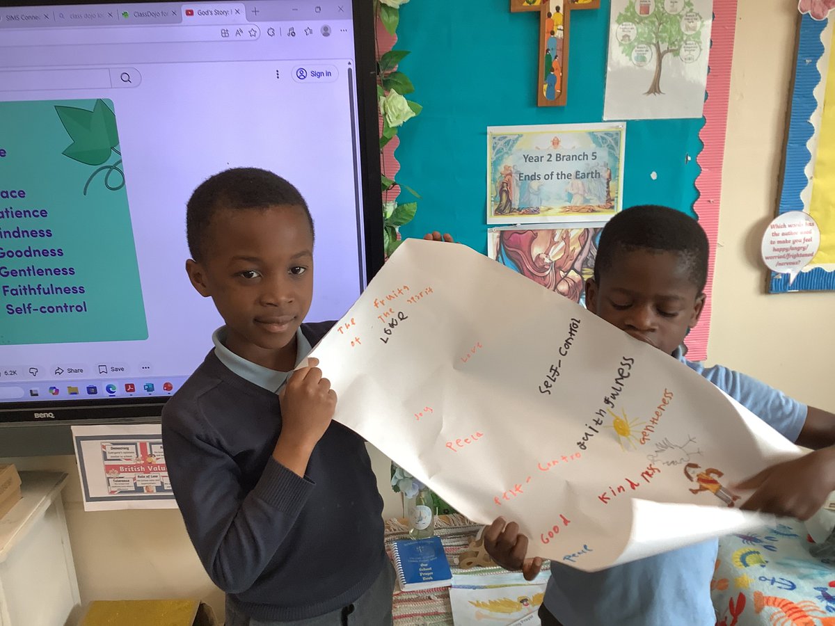 ElmClass_OLOL's tweet photo. In our RE lesson this week, we have been thinking about how if we open our hearts to the Holy Spirt, we will receive its special 'fruits'.  For our activity the children made a 'Fruit of the Spirit' banner and thought of examples of each special gift. #OLOLRE @ololprimary_HT https://t.co/WAsnf2rxew
