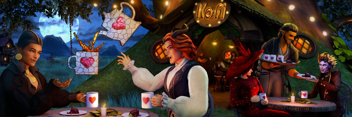 TheStarTome's tweet photo. I present my entry for the #KofiCoverImage contest.
Featuring a cozy tree cafe with patrons enjoying their coffees by candlelight celebrating comradery and creativity!

Thank you @kofi_button  for this opportunity! ✨🕯️✨
#TheStarTome #Bannerart #Blenderart https://t.co/VMrQpwLlVk