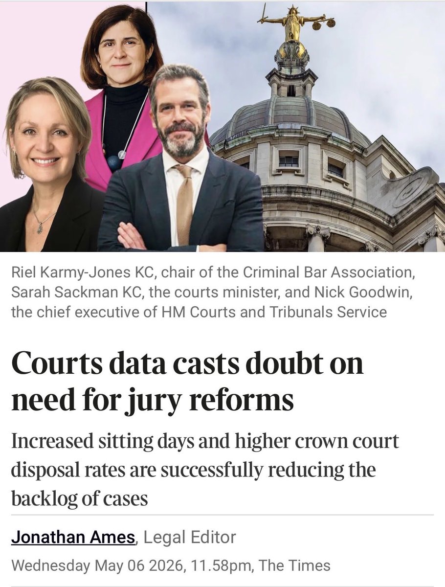Court data has cast doubt on the need for the Government’s sinister jury reforms.

It is clear that increased sitting days and higher Crown Court disposal rates are successfully reducing the backlog of cases in England and Wales.

The Chief Executive of HM Courts and Tribunals