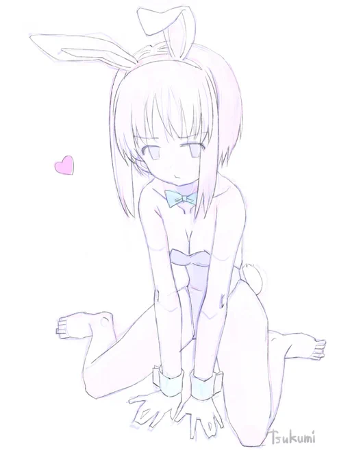 うさみぽりんのwip 線画なんですが結構ラフです この前段階まではもう少し違う表情だったような…
