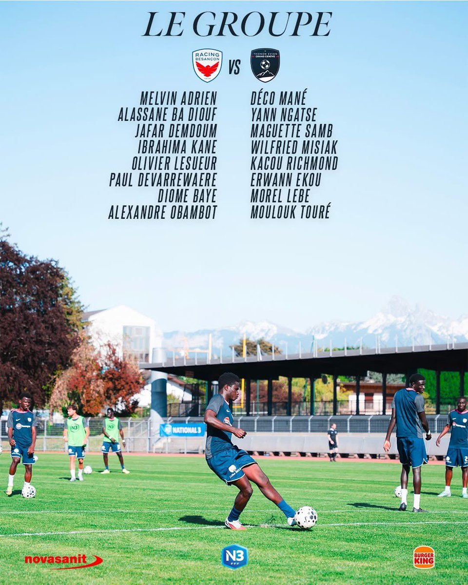GrandGeneveFC's tweet photo. 📋 Le groupe 🦁
Voici les Chablaisiens retenus pour le déplacement à Besançon !
#TEGG #AllerLesTEGG #National3 https://t.co/53WtToEQ0l