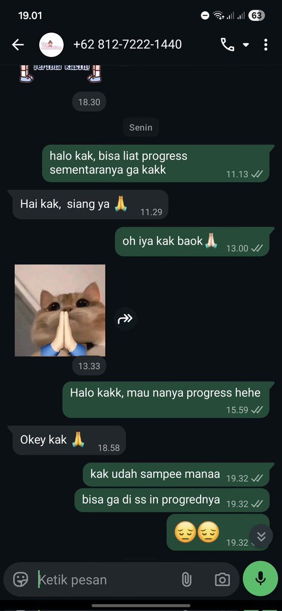 Juliassyz's tweet photo. nah pas di hari senin, aku mintalah progesnya karena emang aku pas itu lagi ditagih progres gitu, nah dia bales "siang ya" maksudnya mungkin dikirim progresnya pas siang gitu. Nah aku follow up lagi pas siang-sore tapi ga responnya cuman oke, iya gitu gitu tapi ga dikirim kirim https://t.co/zIxD5PfdMi
