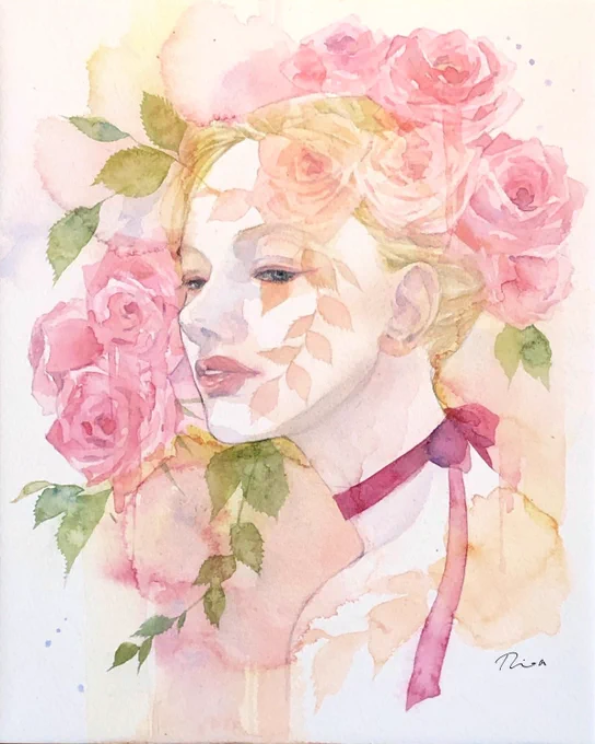 バラの季節 #水彩画
