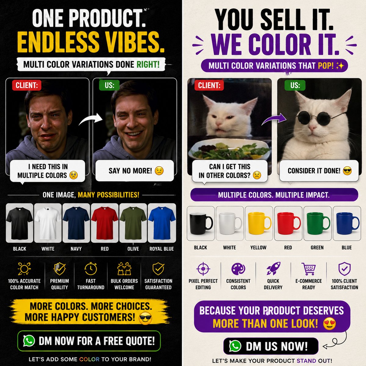 clippingpathify's tweet photo. With our Multi-Color Variations Service, you can showcase your products in multiple colors using just ONE image

Because more colors = more clicks = more sales
DM us now for a FREE quote!

Contact Us:
https://t.co/7wmLHoZRkt
info@clippingpathify.com https://t.co/hODF0eIRk2