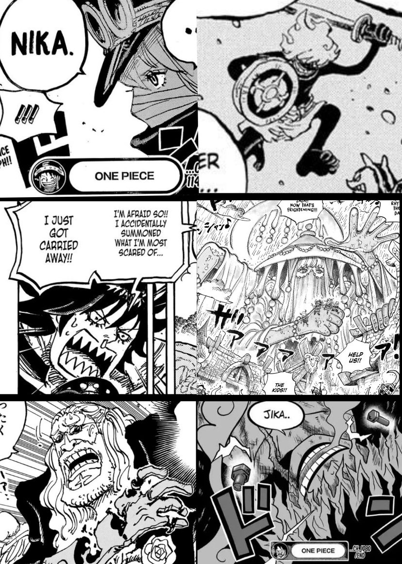 noveriller's tweet photo. #ONEPIECE1182

Gunko's worst fear is Nika, the sun God.

Killingham's biggest nightmare is Zaza, the Rain God.

Now Sommers, who do you fear the most, and why is it the Earth one? 👀 https://t.co/wQzXcNojl1
