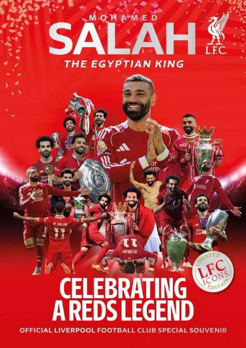 EgyProf's tweet photo. محمد صلاح يتصدر غلاف مجلة أيقونات ليفربول المحدثة احتفاءً به كأسطورة للريدز ❤️ https://t.co/FL3uOjcIrD