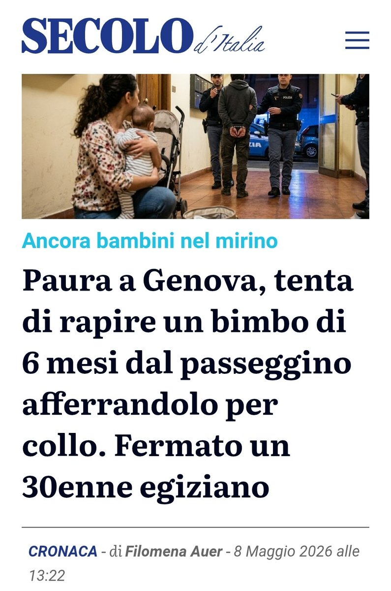 Sarà già la settima o ottava volta che un immigrato tenta di rapire un bambino. Si sono svegliati con queste intenzioni criminali ora o sono stati attivati tutti insieme?
