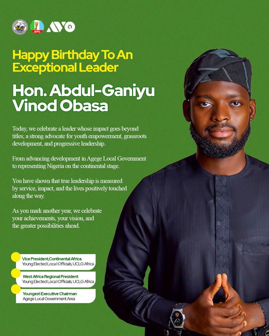 AgegeLGInfo's tweet photo. Today, we celebrate our Executive Chairman @ganiyuobasa2025 who turns a year wiser.

Your leadership in our community has transformed the hope of our people in Governance at the grassroots. https://t.co/fmkOThG11Z