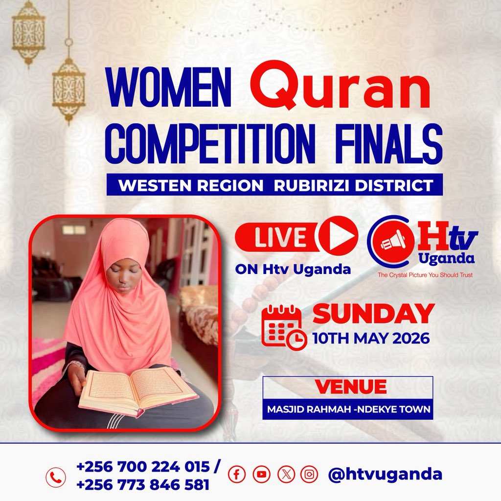 hodarinelly8's tweet photo. Witness excellence, faith, and devotion at the Women Quran Competition Finals β Western Region, Rubirizi District. πβ¨
LIVE this Sunday on HTV Uganda from Masjid Rahmah, Ndekye Town.
#HTVUganda
#QuranCompetition #WomenOfFaith https://t.co/LyNbfgMJ3Q