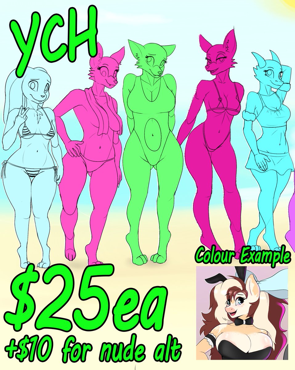 booponies's tweet photo. Revised YCH #furry #furryart 

Beach Bikini Bodies #TeamTitty and #BootyBuddies

Simple style
Finished individually, then put together later 
Female only 
Any bikini, or choose your own
No time limit https://t.co/fXhbs3ZcxG