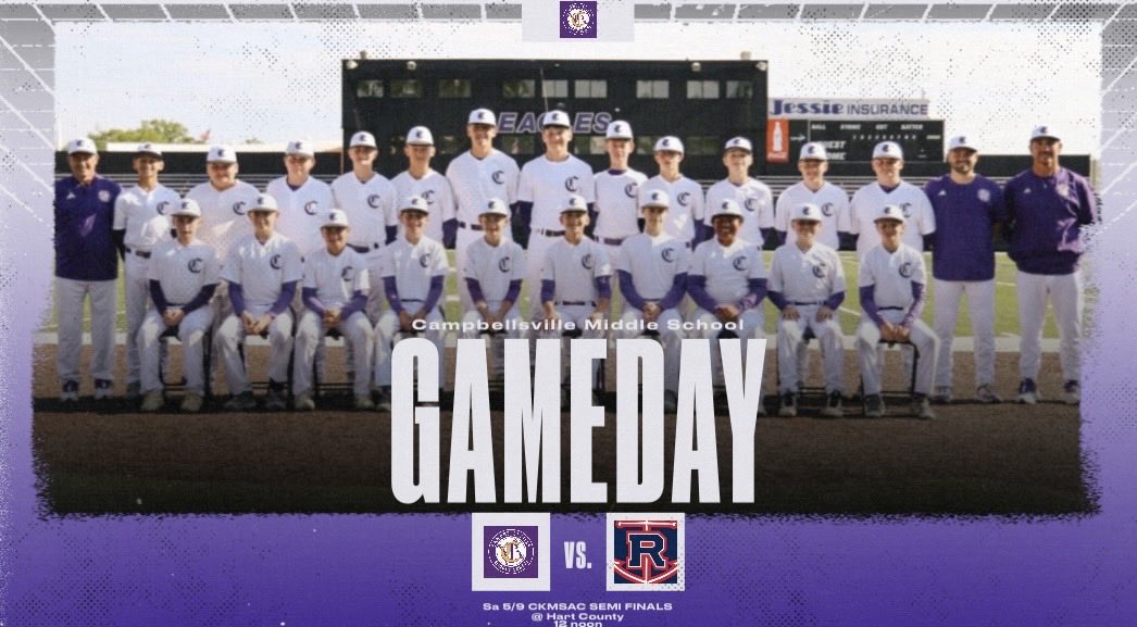 cms_kybaseball's tweet photo. CMS Eagles travel to Hart County to play Russell County in the CKMSAC Tournament semi finals at 12 noon eastern time. 
The winner plays the winner of Adair County vs. Green County approximately 2:30. https://t.co/6Xg9xgLmvj