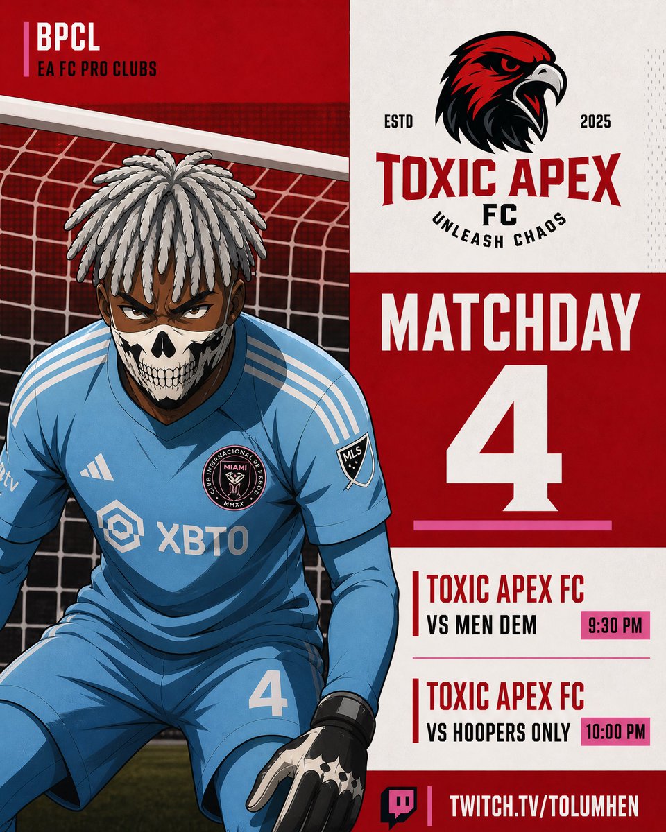 Double header tonight in BPCL! Our wall stands tall between the posts 🧤

Tune in live and watch the chaos unfold 
twitch.tv/tolumhen