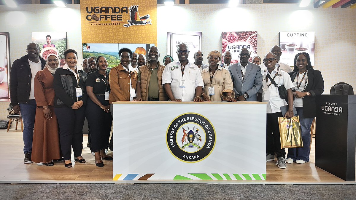 ugandaembassytr's tweet photo. 🇺🇬☕🇹🇷 Strong engagement and meaningful interactions continue at the 8th Coffex İstanbul Expo 2026, with the presence of Uganda’s State Minister for Agriculture, Hon. Fred Bwino Kyakulaga, alongside Uganda’s Ambassador to Türkiye H.E. Nusura Tiperu and Kenyan Ambassador H.E Anthony Mwaniki Muchiri

The high-level participation reflects Uganda’s growing role in shaping global coffee conversations, strengthening regional cooperation, expanding export opportunities, and promoting African coffee excellence on the international market.

Ugandan coffee producers and exporters continue to engage directly with international buyers, coffee professionals, and industry stakeholders at the Expo.

#Coffex2026 #UgandaCoffee #MAAIF #CoffeeDiplomacy #UgandaTürkiye #AfricanCoffee #SpecialtyCoffee #ExportPromotion