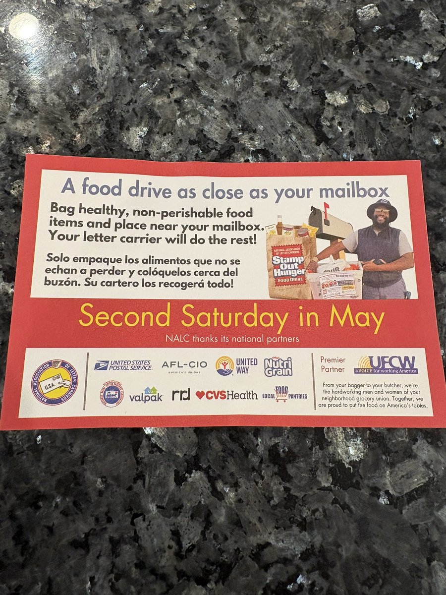 Chadaull's tweet photo. Today is #stampouthunger day. Fill a bag and help feed families in our community. Thank you to @ufcwunion @aflcio #nationalassociationlettercarriers and all other partners for making this happen each year! https://t.co/IMkK3AE1bb