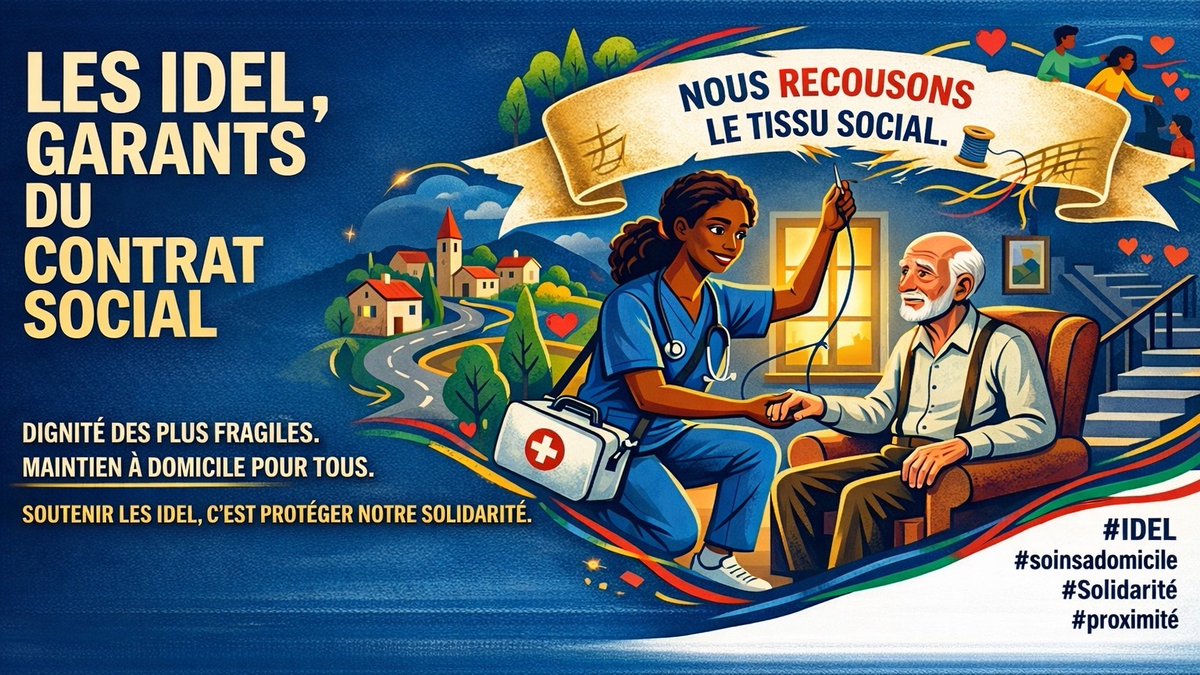 Les IDEL  sont les derniers remparts contre l'isolement. 🩺🩹
Dans chaque village, chaque étage sans ascenseur, l’infirmier libéral est souvent le seul visage croisé dans la journée.

Nous ne soignons pas seulement des plaies, nous recousons le tissu social là où il s'effiloche.