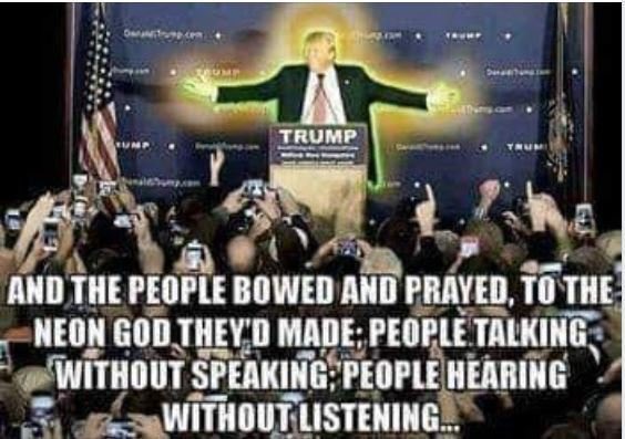 841920Meema6's tweet photo. @glenn_tunes Not a cult? 
Golden idol?
Fatted calf?
These people are #MAGANuts https://t.co/yS06SbY6c1