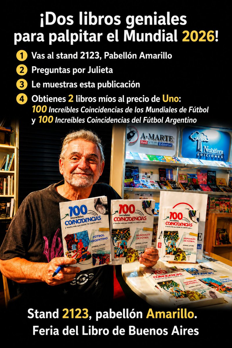 Si este fin de semana vas a la Feria del Libro, aquí una promo especial para seguidores
(Y si no son seguidores, también vale)

Y si no vas a la Feria del Libro (este es el último finde) puedes conseguir esta promo a través de este link: a-marte.ar/productos/prev… 

Buen Finde