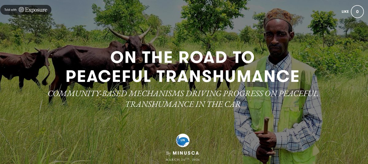 UN_CAR's tweet photo. Explore how #MINUSCA🇺🇳 is working to prevent and resolve conflicts related to #transhumance, in accordance with its mandate to protect civilians.
#CentralAfricanRepublic 🇨🇫

🔗https://t.co/hOuktKDbid https://t.co/0PzvS6pfXT