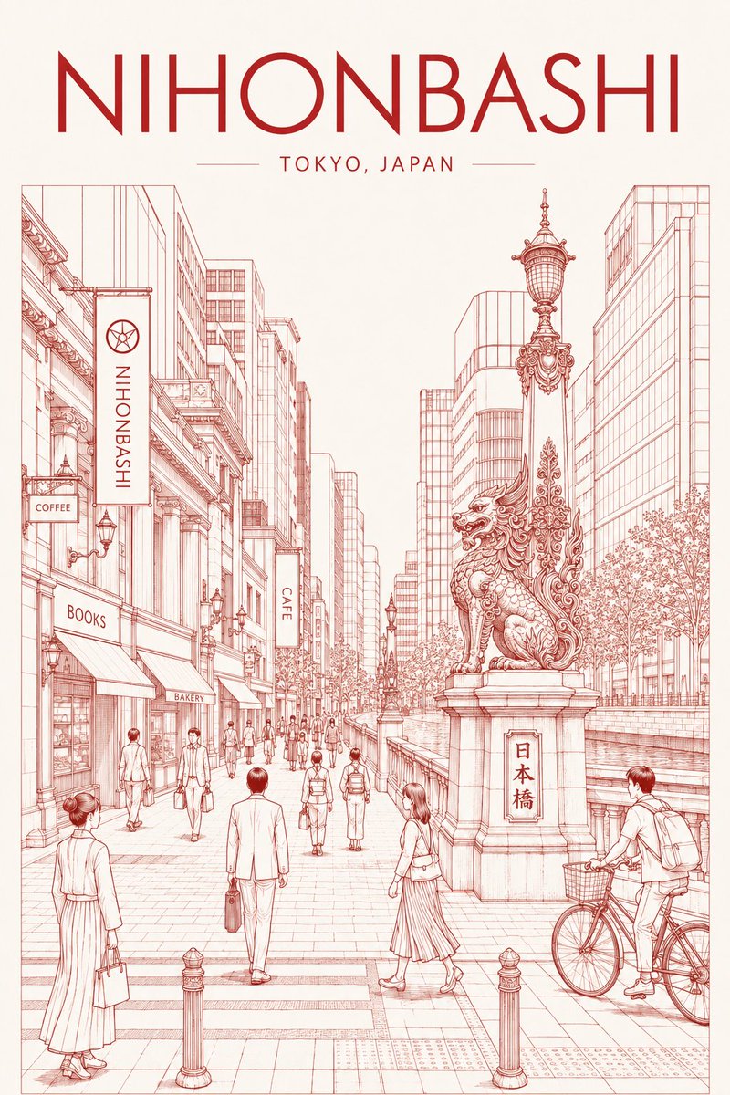 Nihonbashi Red Line Travel Poster