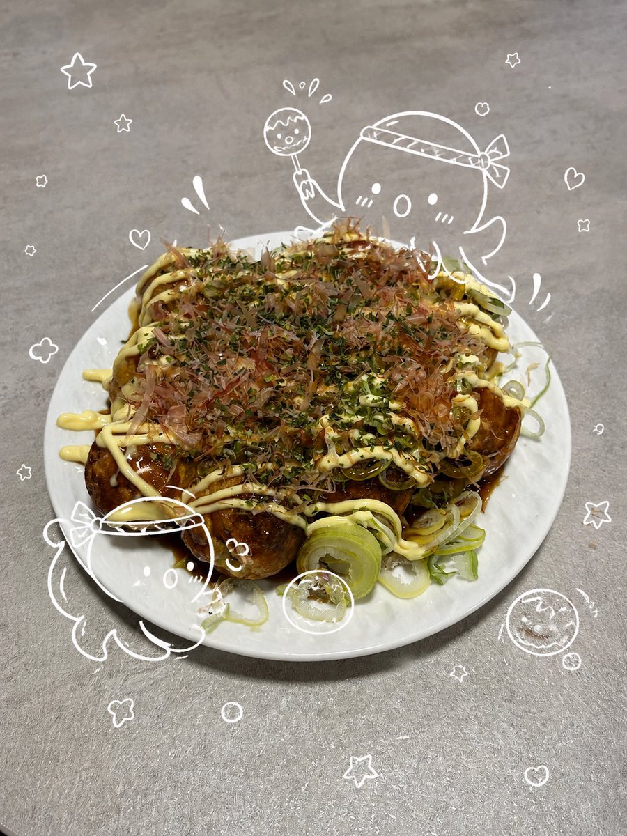Cute Takoyaki Photo With Doodle Octopus
