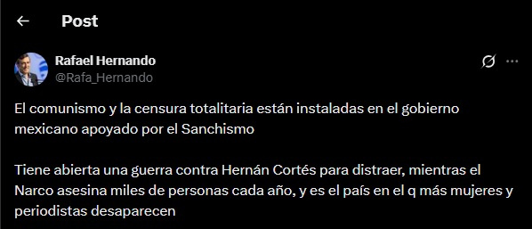Amigos y amigas mexicanos/as: no tengáis en cuenta las palabras de Rafael Hernando.

Es un diputado español ultraderechista que siempre tuitea bajo los efectos del alcohol.